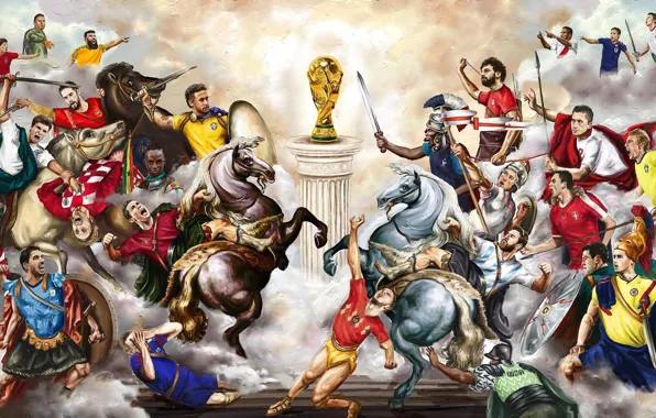 Picture The game, Sport, Football, Horses, Battle, Cristiano Ronaldo, Lionel Messi, Lionel Messi