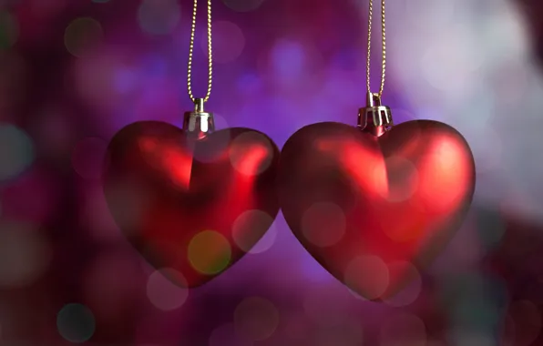 Picture hearts, red, love, romantic, hearts, bokeh, Valentine's Day
