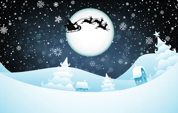Winter, Minimalism, Figure, Snow, The moon, New Year, Christmas, Tree