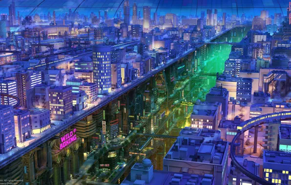 Lights, Night, The city, Japan, Levels, Building, Asia, City