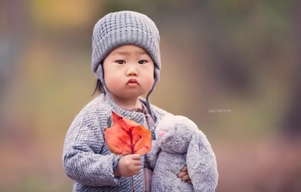 Leaves, portrait, girl