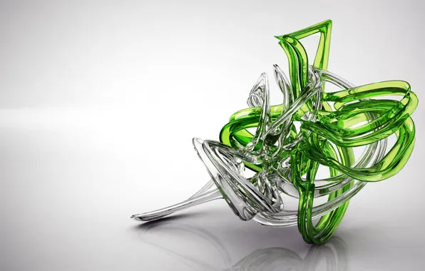White, glass, transparent, green, reflection, figure, gloss, render