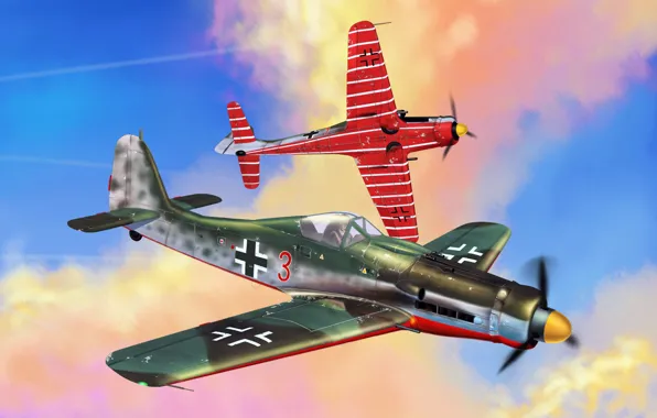 Picture fighter-monoplane, art, piston fighter, Germany, JV44, Fw.190D-9, Luftwaffe, Focke -Wulf, The second world war.