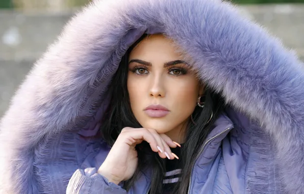 Picture look, girl, face, hair, lipstick, brunette, jacket, beauty
