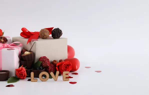 Picture love, romance, heart, chocolate, gifts, hearts, red, love