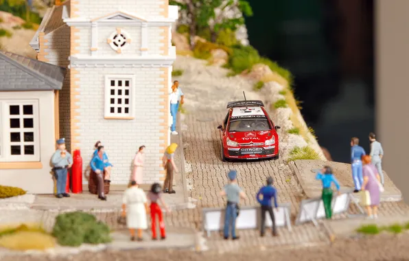 Rally, Diorama, Layout, Citroen, Sebastien Loeb, The building, WRC, People