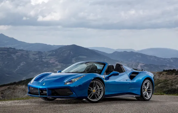 Ferrari, supercar, Ferrari, blue, Spider, 488