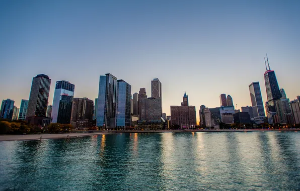 Picture city, the city, river, skyscrapers, USA, Chicago, Illinois