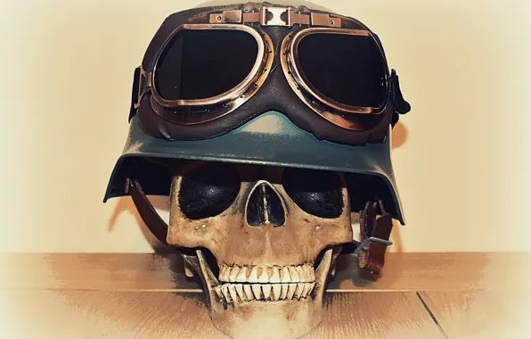 Picture skull, glasses, helmet