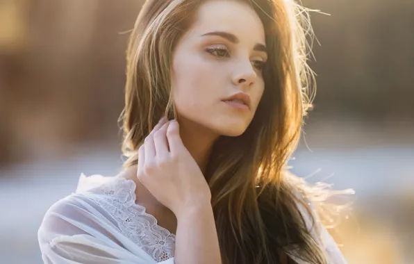 Picture the sun, pose, portrait, hands, makeup, hairstyle, brown hair, beauty