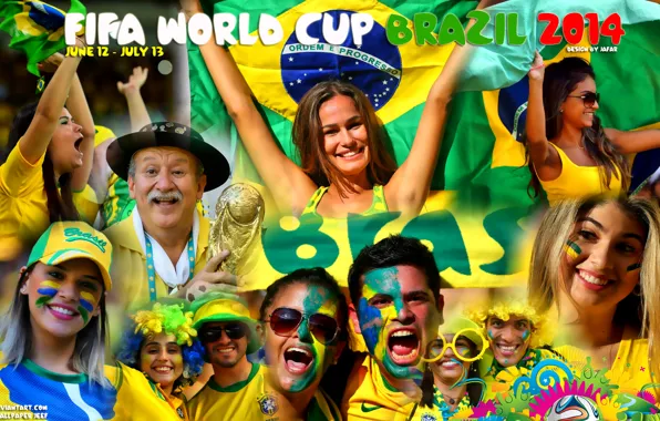 Picture collage, football, fifa world cup, fans, brazil, world Cup, 2014