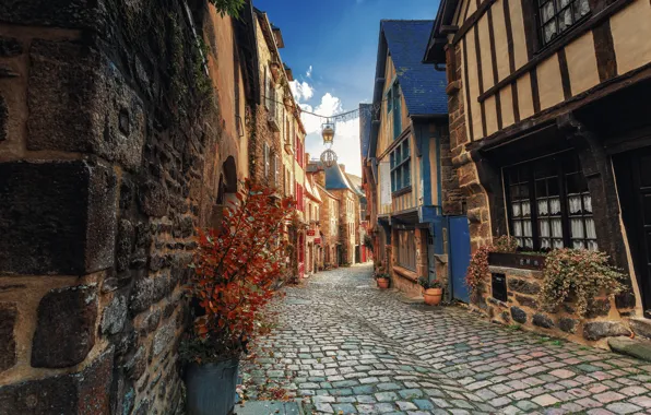 Picture the city, street, France, home, bridge, Brittany, Dinan