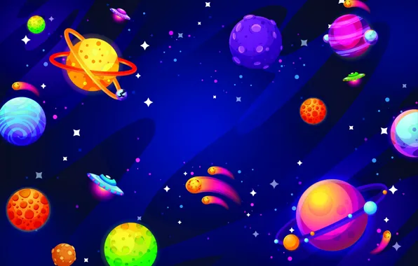 Space, stars, figure, graphics, planet
