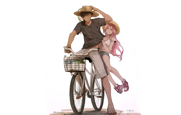 Girl, bike, guy, Kuroko's Basketball, Kuroko from the Baske, Amine Dykes, Momoi