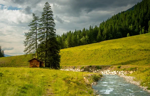 Picture mountains, nature, river