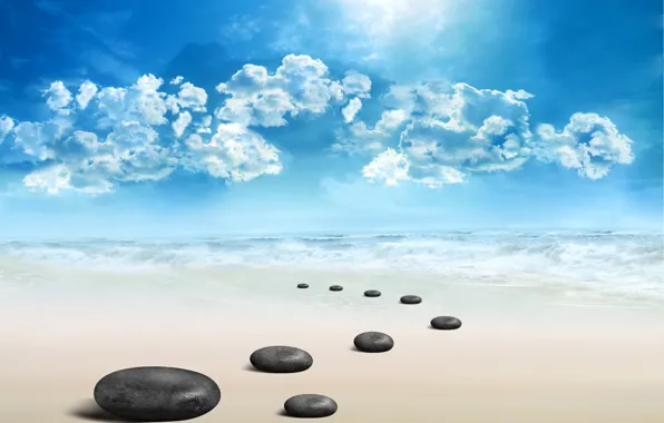 Picture sea, the sky, landscape, nature, stones, sky, sea, landscape