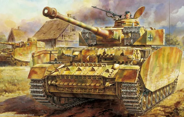 War, art, tank, ww2, german tank, panzerkampfwagen, tank, panzer IV
