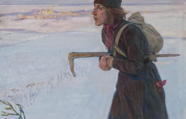 Picture winter, 1919, Aleksei Mikhailovich Korin, THE MONK