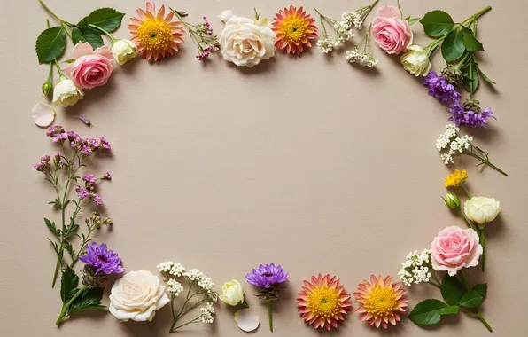 Flowers, frame, colorful, flowers, frame, floral