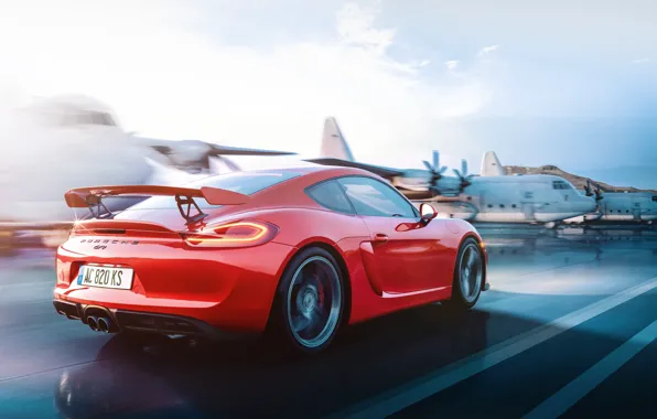 Red, Auto, Machine, Cayman, Red, Porsche Cayman, Aircraft, Porsche Cayman GT4