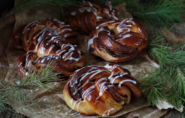 Picture chocolate, cakes, glaze, buns