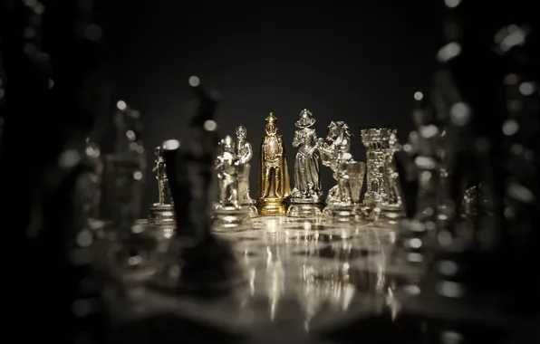 Wallpaper style, gold, the game, Shine, focus, chess, Board, gold