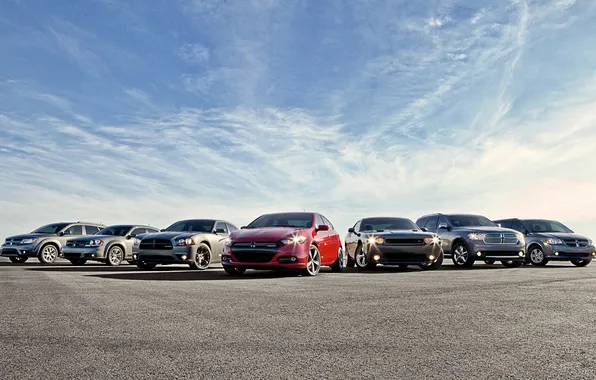 Picture the sky, Dodge, Dodge, Challenger, Charger, mixed, Durango, Journey