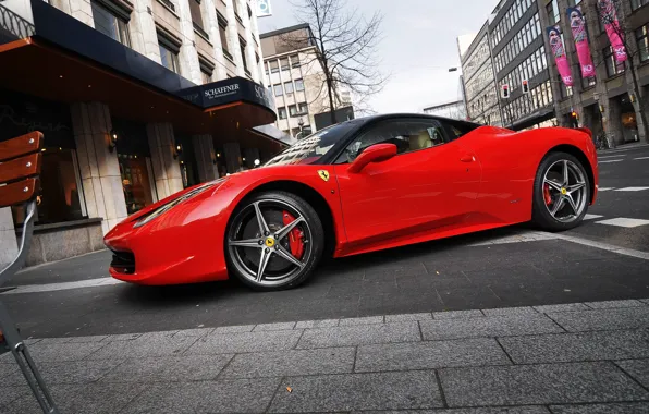 Street, Parking, Ferrari, red, ferrari 458 italia