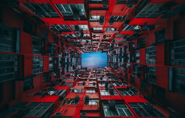 The sky, Windows, home, Hong Kong, China, apartments, balconies