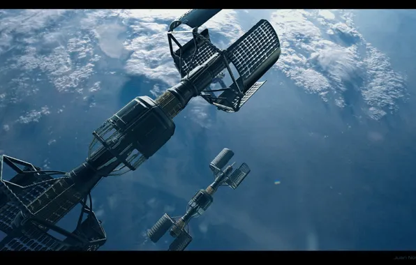 Planet, spaceships, final, space art