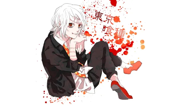 Spot, red eyes, madness, scars, Tokyo Ghoul, Juuzou Suzuya, Tokyo Monster, hell of a grin