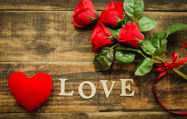 Flowers, holiday, roses, bouquet, petals, hearts