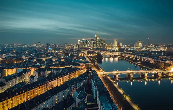 The city, lights, the evening, Germany, Frankfurt am main