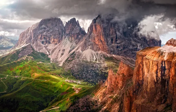 Picture summer, the sky, mountains, clouds, rocks, valley, Alps, Italy