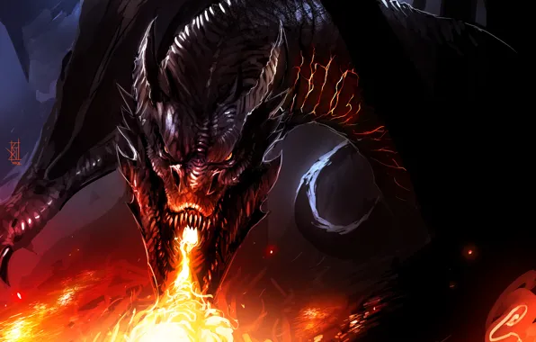 Flame, dragon, Smaug, by TheRisingSoul