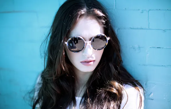 Girl, portrait, brunette, glasses