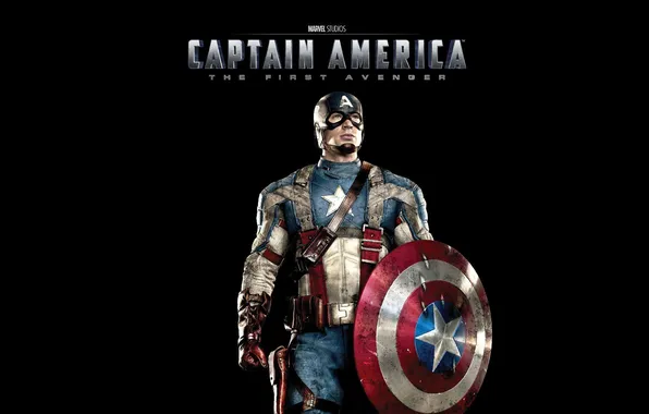 Picture fiction, costume, shield, black background, comic, Captain America, Chris Evans, The first avenger