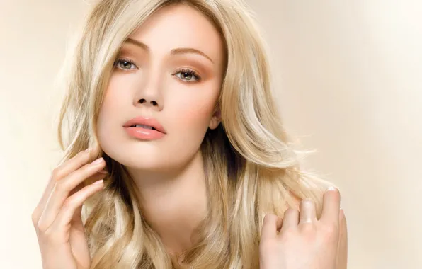 Picture girl, portrait, makeup, blonde, long hair, very beautiful
