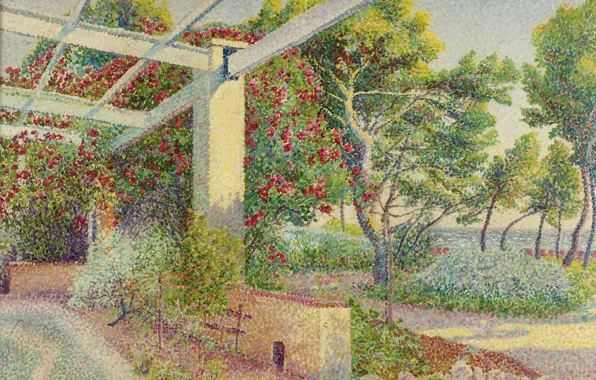 Landscape, picture, Gazebo, pointillism, Louis Gaidan