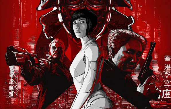 Picture fiction, Scarlett Johansson, art, Scarlett Johansson, action, poster, Ghost in the shell, Ghost in the …