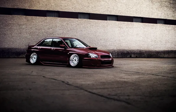 Subaru, Impreza, WRX, Red, STI, JDM, Wheels, frontside