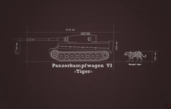 Picture information, tiger, minimalism, tank, Tiger, heavy, German, comparison