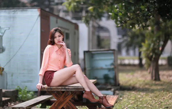 Girl, background, Asian