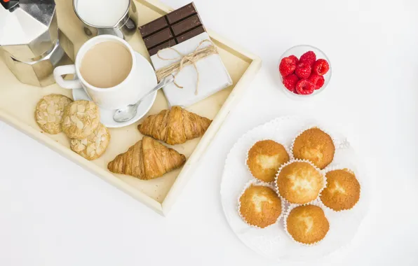 Berries, raspberry, coffee, chocolate, Breakfast, Coffee, cupcakes, Cake