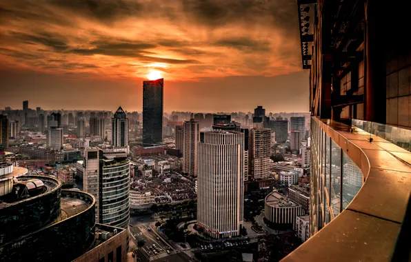 Picture sunset, China, building, panorama, China, Shanghai, Shanghai, Huangpu