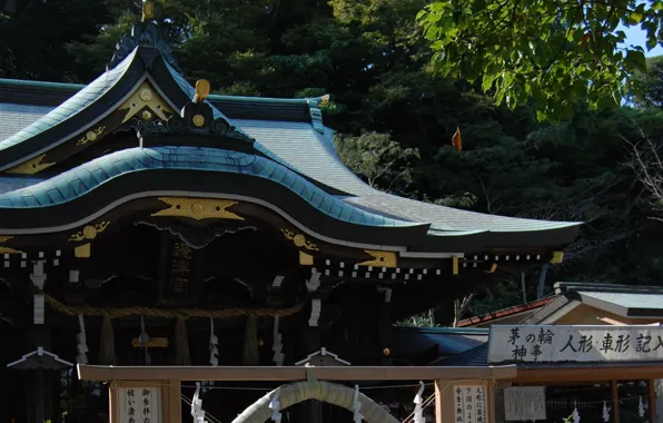 Japan, characters, temple, Japan, the roof of the house
