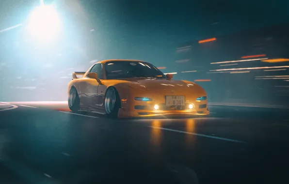 Auto, Yellow, Machine, Mazda, RX-7, Concept Art, Mazda RX-7, Japanese