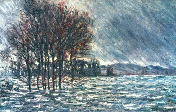 Picture landscape, nature, picture, flood, Claude Monet