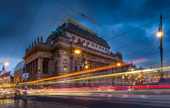 Picture road, street, the building, Prague, Czech Republic, lantern, Prague, Czech Republic