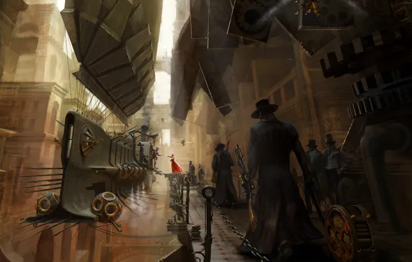 Figure, steampunk, airship